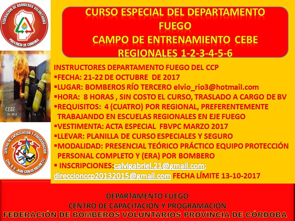 Curso Especial del Departamento Fuego en el CEBE de Río Tercero