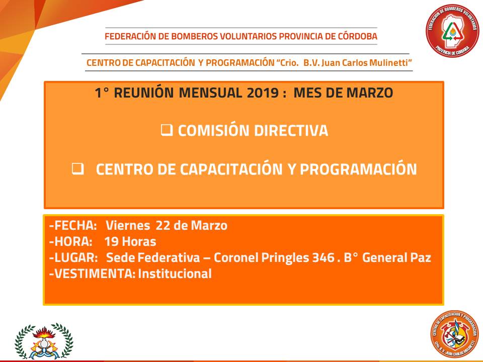 1° Reunión Mensual 2019:  Comisión Directiva y Centro de Capacitación