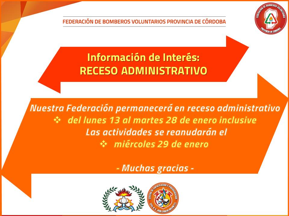 Información de Interés: Receso Administrativo FBVPC