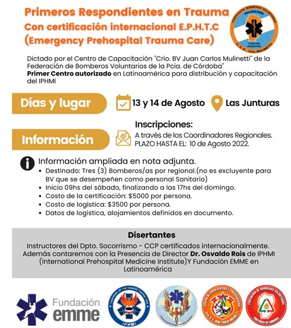 Primeros Respondientes en Trauma con Certificación Internacional EPHTC