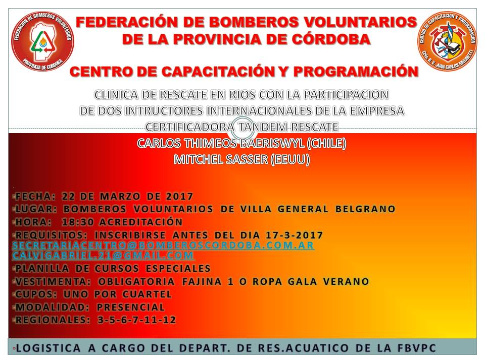 Clínica Internacional de Rescate en Ríos en Villa General Belgrano